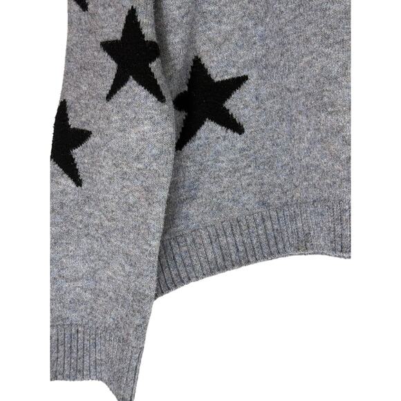 Theo Spence Gray Black w/Star Print Oversized Long Sleeve Sweater Top Size M - Picture 3 of 9